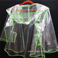 Translucent PVC adult rainwear with green line